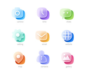 Wall Mural - 3d website or mobile app icon set