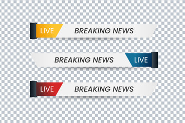 Wall Mural - Set of bundle lower third vector design background texture banner template with yellow, red and blue shape strip color. Modern broadcast news lower for TV Bars, Sport, Video Channel, Screen, Show