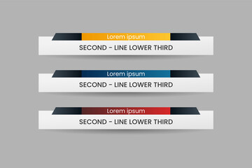 Wall Mural - Set of bundle lower third vector design background texture banner template with yellow, red and blue shape strip color. Modern broadcast news lower for TV Bars, Sport, Video Channel, Screen, Show