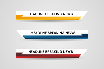 Wall Mural - Set of bundle lower third vector design background texture banner template with yellow, red and blue shape strip color. Modern broadcast news lower for TV Bars, Sport, Video Channel, Screen, Show