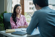 © itchaznong - During a job interview, HR managers look for a good new employee. Manager have positive first impression of candidate.