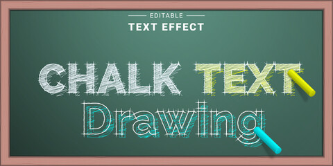 Wall Mural - Editable Text Effect Mockup. Chalk Text Effect