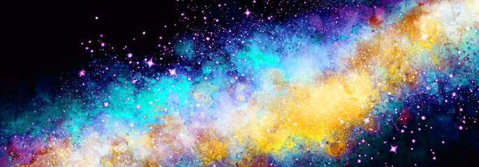 Wall Mural - space background with realistic nebula and lots of shining stars. infinite universe and starry night