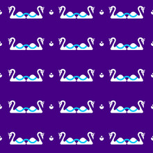 Colorful Swan Birds Seamless Pattern