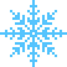Snow Flake Pixel Art Vector Illustration. Snow Flake Pixel Image Or Clip Art.
