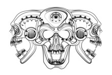 Tattoo: Cyberpunk Vampire Skull