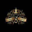 King barbershop vintage gold logo template