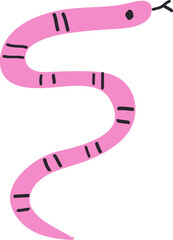 cute hand drawn pink snake illustration . decorative adorable doodle pattern.