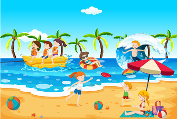 Wall Mural - Tropical beach scene with people