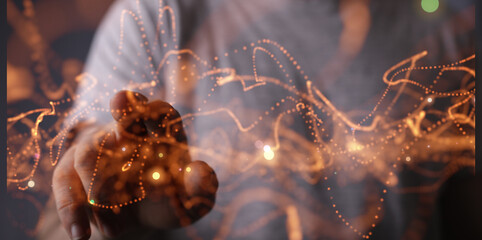 Neural network concept. Connected cells with links.