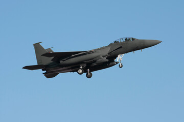 Poster - Avión de combate aterrizando F-15