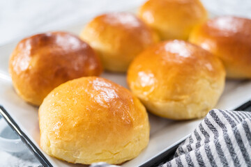 Canvas Print - Baking brioche buns