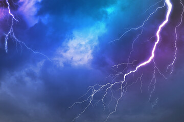 Wall Mural - lightning, thunder cloud dark cloudy sky