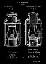 1894 Vintage Lamp Patent Art.