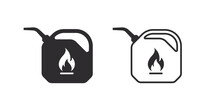 Canister Icons. Concept Of Fuel Signs. Canister For Flammable Liquids. Vector Illustration