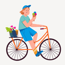 Cyclist With Ice Cream