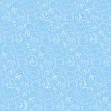 A Vector Background Of Cute And Simple Sea Animals