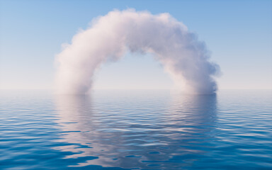 Sticker - Cloud and water surface, 3d rendering.