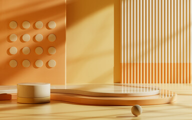 Wall Mural - Creative drawing of 3D simulation scene product stand