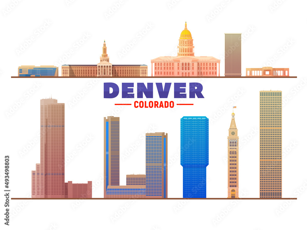 Denver ( Colorado ) top landmarks. Vector Illustration. Business travel ...