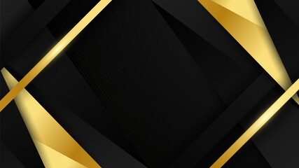 Abstract luxury black and gold background with triangles