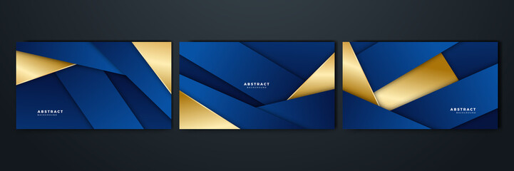 Wall Mural - Abstract luxury dark blue background with golden lines