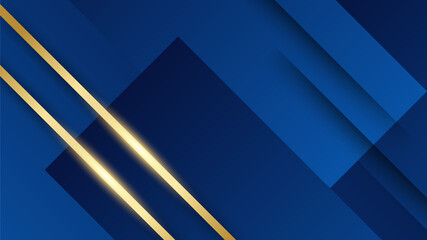 Wall Mural - Abstract luxury dark blue background with golden lines