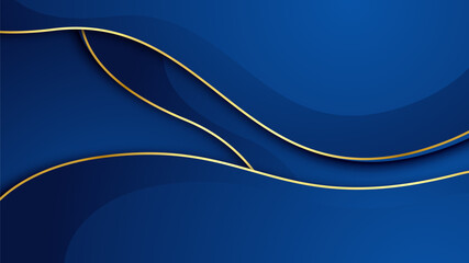 Wall Mural - Abstract luxury dark blue background with golden lines