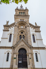 Wall Mural - Facade with imposing symmetrical tower of the Church of Our Lady of Help, Espinho PORTUGAL