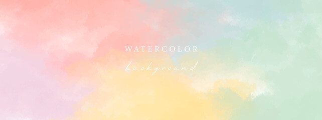 Wall Mural - Vector watercolor horizontal universal background with copy space for text