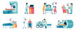 © Heisenberg - Oncology diagnostic treatment care flat compositions with scanner chemo and radiotherapy children ward vector illustration. Hospital diagnostic tools. MRI scanner tomography.