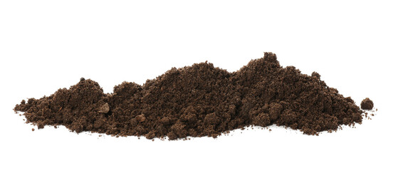 Wall Mural - Pile of soil on white background. Fertile ground