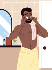 Wall Mural - man skincare routine