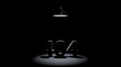 3D rendering Webmasters Day. The lamp illuminates the numbers 404 on a black background.