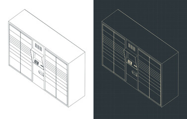 Automated parcel terminal isometric drawings