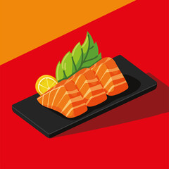 Sticker - japanese food salmon