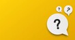 Yellow question mark background with text space. Quiz symbol.