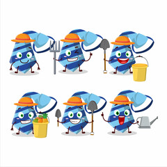 Sticker - Farmer blue tie cute mascot character with fork