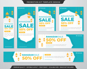 ramadan sale promotion kit template with arabian style use for social media content and digital banner ads