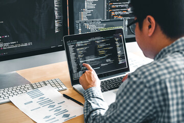 Wall Mural - developing programmer development website design and coding technologies