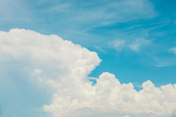 Wall Mural - blue sky and white clouds in cool color tone.