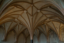 Gothic Arched Vault And Columns In A Medieval Church