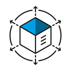 Poster - Blockchain 3D cube icon symbol design vector illustration. Crypto currency digital smart contract protocol system contain cryptography hash, transaction data, global linked network. 
