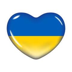 Wall Mural - 3d realistic heart in yellow and blue color isolated on white background. Ukrainian flag heart. Vector illustration . Vector illustration