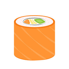 Wall Mural - Sushi vector. Sushi on white background. Salmon roll vector.