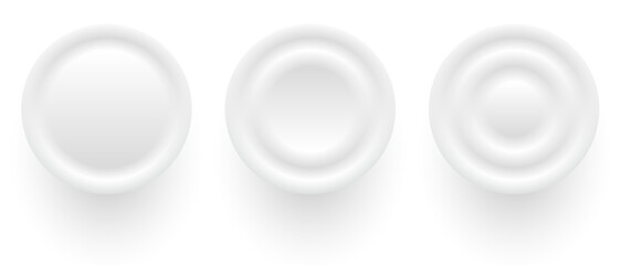 Aufkleber - Circle buttons white and gray, 3D navigation panel for website, editable vector illustration.