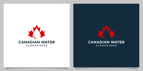maple leaf with water drop logo design vector. premium vector