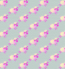 Seamless Pattern With Pink Sheeps 