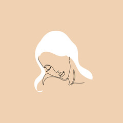 virgo woman astrological sign. beautiful girl in line art style