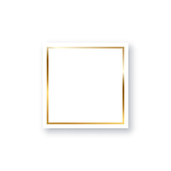 Wall Mural - black square with gold frame, elegant white decor object with shine border